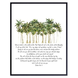 Psalm 91 Wall Art & Decor - LARGE 11X14 Christian Gifts for Women, Men - Religious Wall Decor He Will Cover You With His Feathers - Holy Scriptures Bible Verse Artwork - Spiritual, Inspirational Print