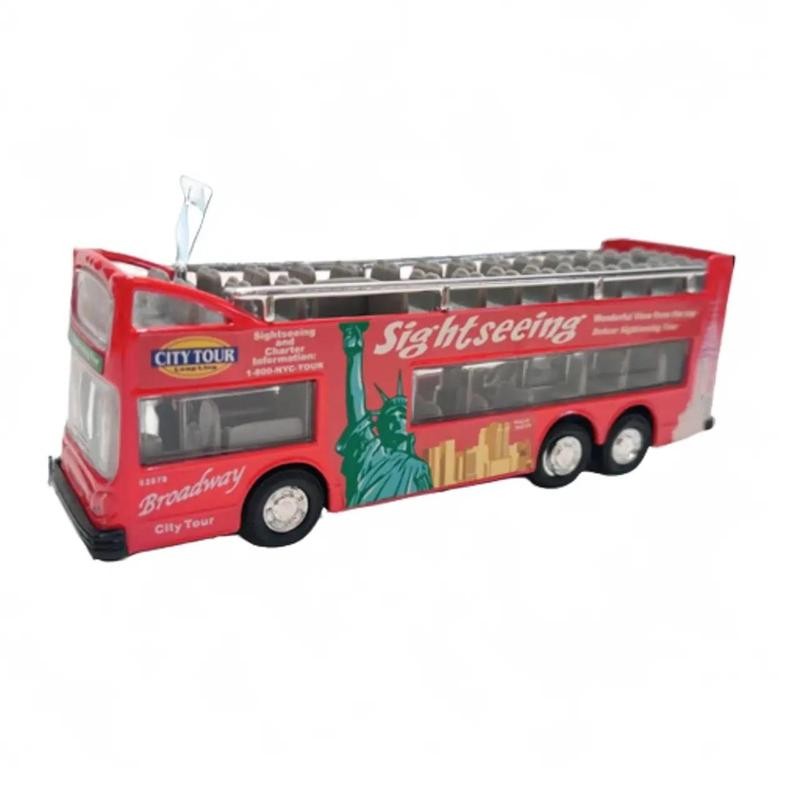Sightseeing Bus die cast metal car pull back action