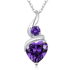 LOUISA SECRET Women's Infinity Heart Pendant 925 Sterling Silver Birthstone Flame of the Heart Necklace for Women Valentine's Day Christmas Birthday Jewellery Gift for Women Mum Wife