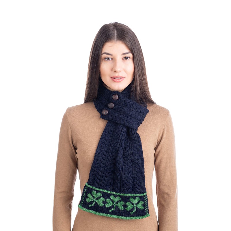 SAOL - Bufanda de lana meriente, diseño de trébol verde,