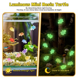 200pcs Mini Resin Turtles Luminous Tiny Turtle for Crafts Dollhouse Miniatures Mini Resin Things Animals for Fairy Garden Micro Landscaping Decoration Home Decor, 10 Colors(0.31 * 0.47inch，Medium)
