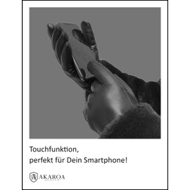 AKAROA ESTD 2019 MIA Women's Leather Gloves, Touchscreen Function, Italian Leather, Lining Made of Original New Zealand Lambskin, 4 Sizes S - XL, Mia Black