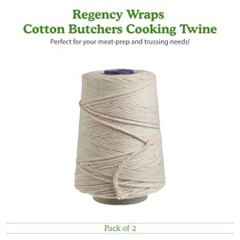Regency Wraps RW091 Regency Natural Cooking Twine 1/2 Cone 500ft 2 Pk, 2-Pack, Off White