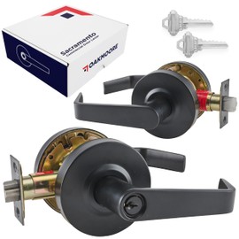 OAKMOORE Commercial Door Handle Black - Grade 2 Lockset - Door Lever Schools Offices Industrial UL CUL & ADA – ANSI A156.2 (Passage (No Keys))