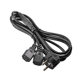 AKYGA AK-PC-04A Power Cable Y Shape Divider, 1.8 m, 2 x C13 for PC, Printer, Screens, Black