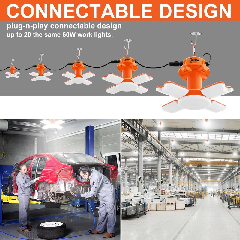 60w LED Temporary Work Light,9000Lm 5000K Super Bright Construction Lights