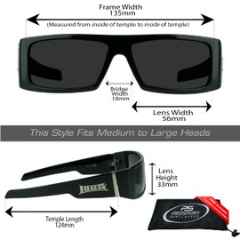 Locs Super Dark Sunglasses Mens Black Wrap Around Lowrider Gangster Cholo Vintage Flat Top