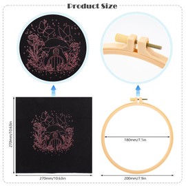 JSRQT 3 Sets Embroidery Starter Kit for Adult Beginner,DIY Mushroom House Cross Stitch Needlepoint Kits,Handmade Sewing Craft Set