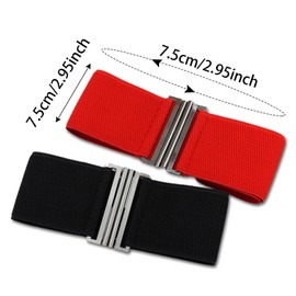 EUPSIIU Pack of 2 Waist Belts, Wide, Women's Wide Elastic Waist Belt, Vintage Wide Elastic, Classic Closure, Retro Belt for Dress, Dress, Evening Dress, Jumpsuit, black, red