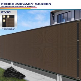 Windscreen4less 6' x 10' Outdoor Privacy Screen for Backyard Chain Link Fence Yard Privacy Shade Screen with Grommets Zip Ties 98% Privacy Stop Dogs Barking in Brown