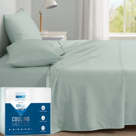 DEGREES OF COMFORT Coolmax Cooling Sheets for King Size Bed | Best Sheet Set for Hot Sleepers | Soft, Deep Pocket, Mint, 4-Pcs