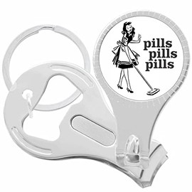 Pills Pills Pills Nail Clippers Plus Bottle Opener Keychain