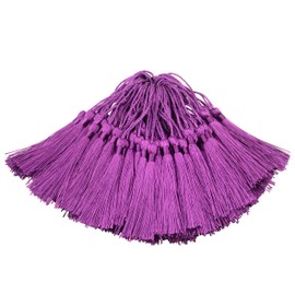 Makhry 100pcs 13cm/5 Inch Silky Floss Bookmark Tassels with 2-Inch Cord Loop and Small Chinese Knot for Jewelry Making, Souvenir, Bookmarks, DIY Craft Accessory(Black)