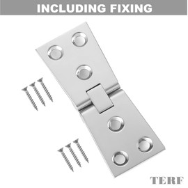 TERF® Heavy Duty Polished Chrome Counter Flap Hinges 100mm X 32mm (4'' X 1 1/4'') Counterflap Hinge use for Pub Bar Shop Counter Flap Hatch Open Up Fittings including Fixing Screw - Pack of 4