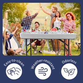 A AIKOOL Ice Cooler Table with Drain and Removable Matching Skirt,Foldable Patio Outdoor Chilling Table for Party,Camping,Picnic,BBQ,Wedding