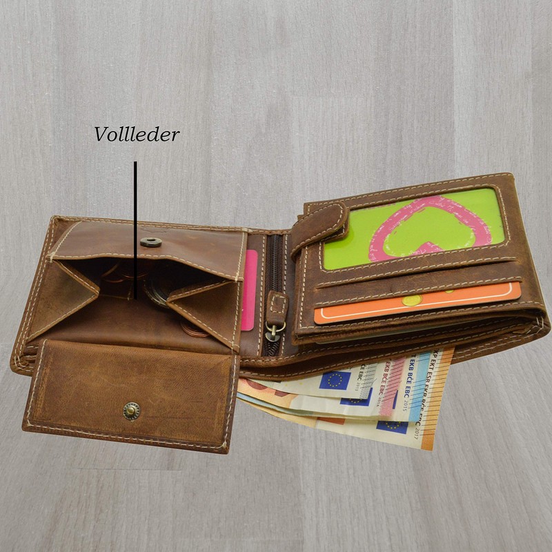 flevado Biker Wallet Motorcycle Rocker Hunter Leather Wallet with Double