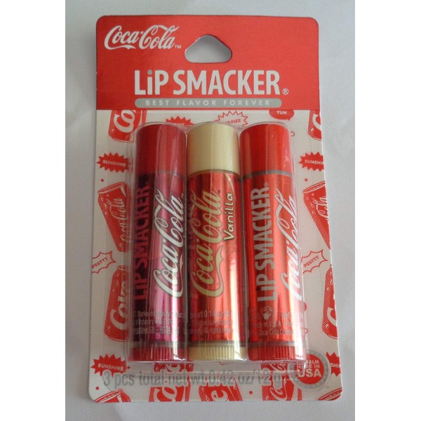 Lip Smacker Coca Cola Cherry, Coca Cola Vanilla and Original Coca Cola Trio Lip Balm Set