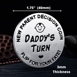 2 Pcs Parent Decision Coin for New Parents, Fun Flip Coin Gold Silver, Mommy's Turn Daddy's Turn Coin, New Baby Shower Gifts, Pregnancy Girls First Time Moms Dads to Be Coin Collecting (Double-Sided)