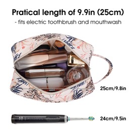 Narwey Travel Toiletry Bag for Women Traveling Dopp Kit Makeup Bag Organizer for Toiletries Accessories Cosmetics, Beige Flamingo