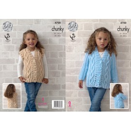 King Cole 4700 Knitting Pattern Girls Cardigan & Waistcoat in Big Value Chunky by King Cole