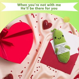 Ryvera Emotional Support Pickle, Pocket Hug, Positive Pickle, Positive Gifts Pickle Cucumber, Good Luck Gifts, Gift Girlfriend Positive Gifts with Wooden Stand (Positive Energy Pickle Baby)