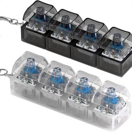 2 Pcs Black & White Keyboard Fidget Clickers with LED Lights - Keychain Stress Relief Toys for Adults - Color: No Light