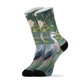 senya Women's Crew Socks Heron Bird Swamp Flower Soft Funny Athletic Socks