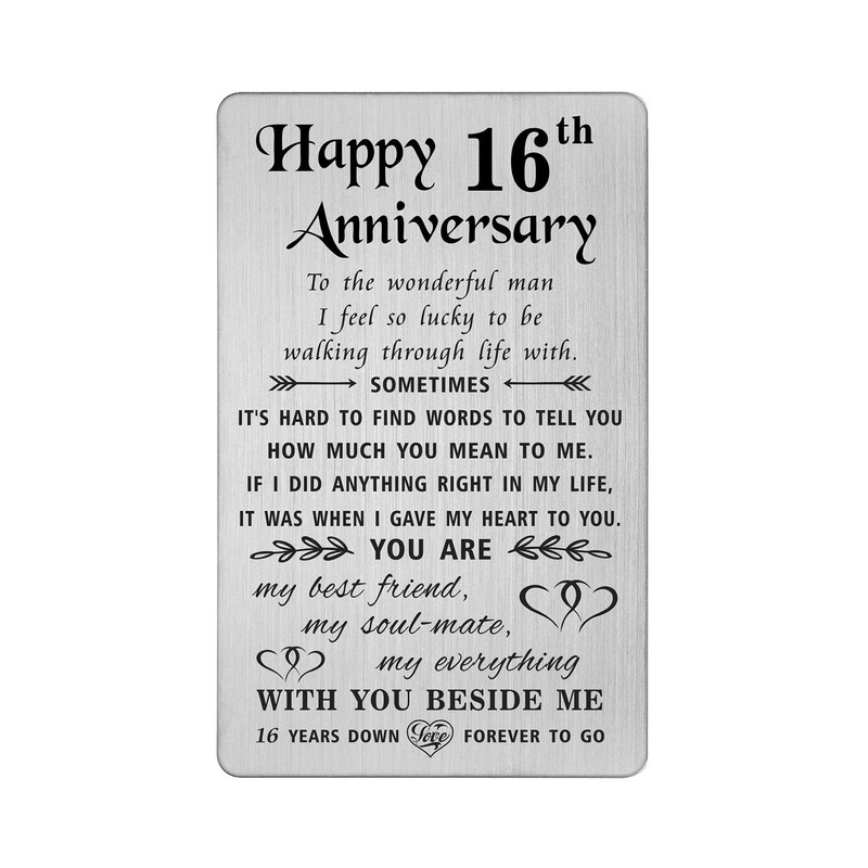 TANWIH 16 Year Anniversary Card Gifts for Him Men, 16th