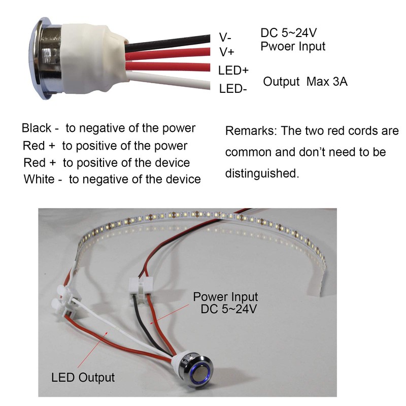IKSACE 12V LED Touch Dimmer Switch On/Off Stepless Dimming Switchs