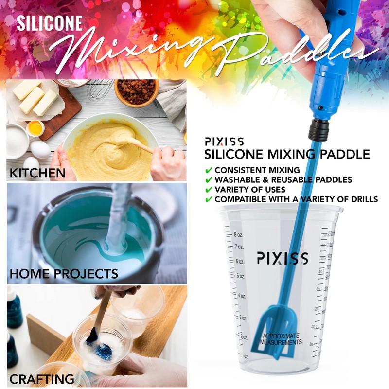Epoxy Resin Mixer Silicone Paddles - 12 Reusable Pixiss Multipurpose