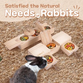 SoulThink Interactive Wooden Rabbit Enrichment Toys - Sniff n' Snack Hide Treats Foraging Puzzle Rabbit Toys, Better Than Snuffle Mat for Small Animals, Hamsters, Guinea Pig Toys (2 Sets)