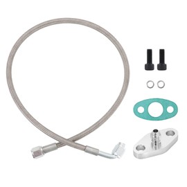 Tektall 4AN Turbo Oil Feed Line 24" Turbo Feed Line Length Stainless Steel Braided 4AN Pressure Stainless Remote Turbocharger