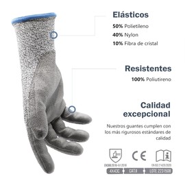 EXBRIECO, Protective Gloves, Cut Resistant Gloves, Heavy Duty Level 4, Good Grip, Acrylic Fiber, Latex Coated Palm, Work Gloves, Industrial Grade, Size 9 (L)