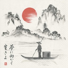 20 napkins Japanese boater/lake/Japan/boat 33 x 33 cm