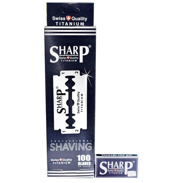 100 Sharp Hi Titanium Razor Blades | Replacement Razor Blades for Safety Razor | Titanium Coated Double Wire Razor Blades for Men