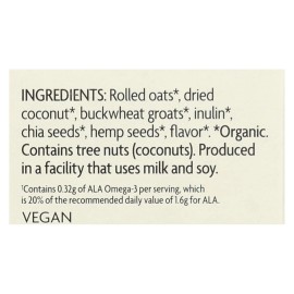 Nature's Path Organic Qi'a Superfood Hot Oatmeal Creamy Coconut Flavored 8 Oz. Instant Breakfast Cereal Packaged in Boxes-Case 6