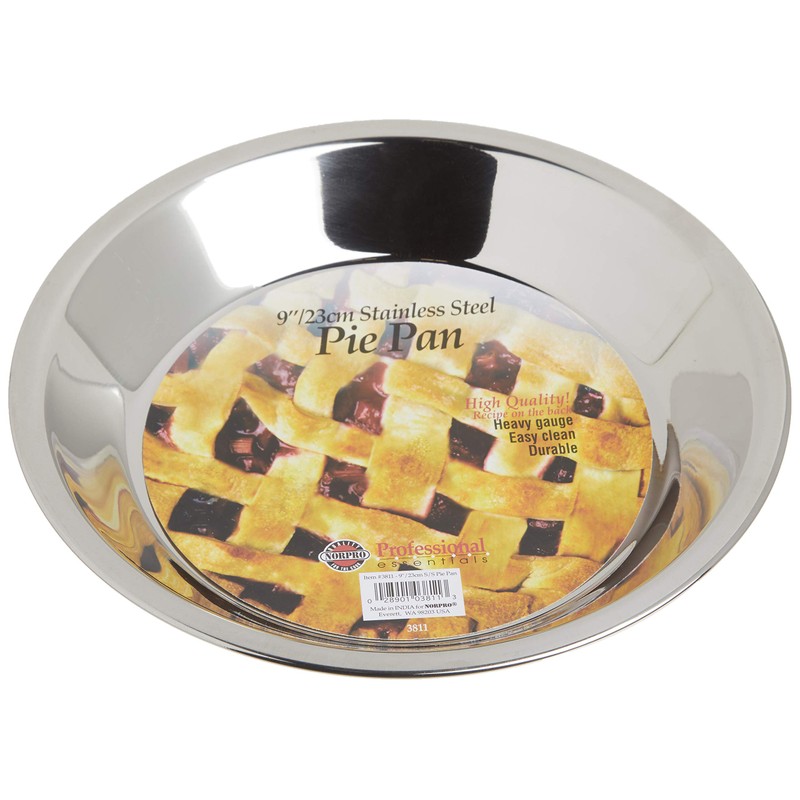Norpro 3811 Stainless Steel Pie Pan, 9" x 1.5", 1