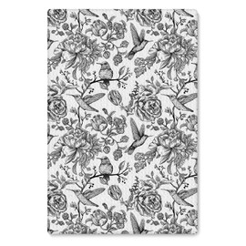 Fuasei Vintage Kitchen Towels, Black and White Floral Hummingbird Hand Towels, Retro Dish Towels, Retro Kitchen Decor, 16x24 Inch