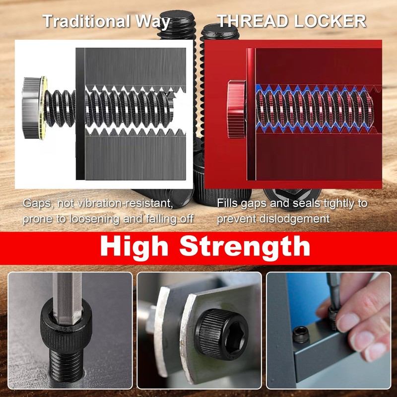 Rusoz Rusoz Thread Lock Red 50 ml, High Strength Locktight