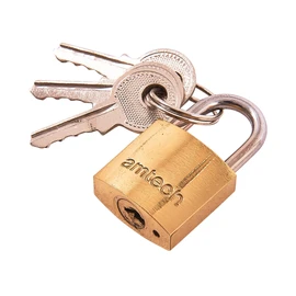 Amtech T0800C 20mm Solid Brass Padlock, Small Padlock with Keys for Luggage, Lockers, Toolboxes, Cupboards or Sports Bags