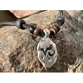 Hana Lima 1 of 12 Zodiac Signs on Adjustable Horoscope Leather Necklace, Surfer Chain, Pewter