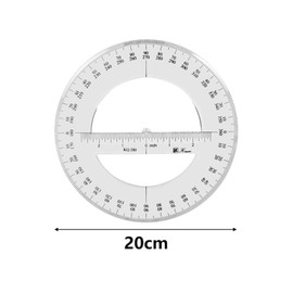 360 Full Circle Protractor, 20cm Plastic Math Measuring Tools Round Protractors Ruler Full Midround Angle Protractor
