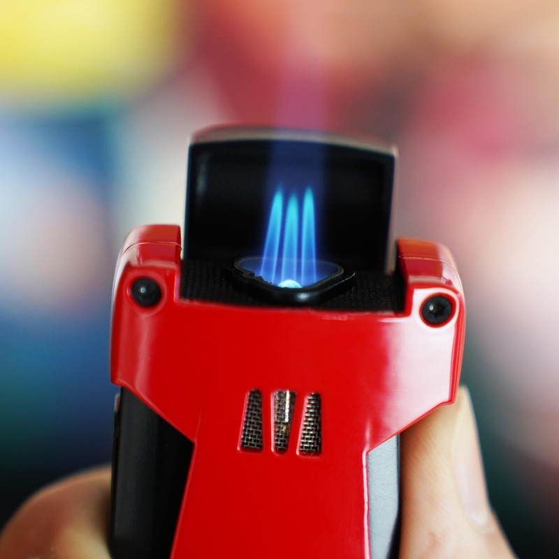Cigar Lighter Triple Jet Flame Torch Lighter, Built-in 2 Cigar