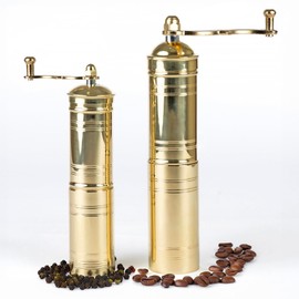 Set of Two Turkish Manual Coffee Grinders, Coffee Mill, Brass Coffee Grinders, Kitchen Decor, Pepper Grinder, Manual Coffee Mill with Handle, Fixed Top