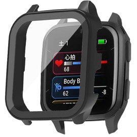 FINON GARMIN Venu Sq 2 Case / Venu Sq 2 Music Case, Glass Film Integrated, Lightweight, Simple to Take Off and Take Off (Black)