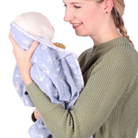 SCHMUSEWOLKE Baby Blanket - Muslin Blanket Made of 100% Organic Cotton, Cuddly Soft, Breathable - 120 x 120 cm, Anchor Love Motif