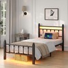 Twin Size Bed Frame, All Iron Material, Remote Control Smart