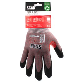 Scan Cut Resistant Level F Gloves, Nitrile Palm, Enhanced Grip, Conforms to EN 407 and EN 388, Size M