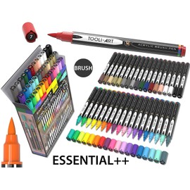 TOOLI-ART 36 Flexible Brush Tip Acrylic Paint Pens Markers Set 1-7mm