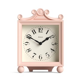 Jones Clocks® Parlour mantel clock | Classic carriage clock | Rose pink | Elegant square decorative case, perfect for mantel, shelf, table or bedside
